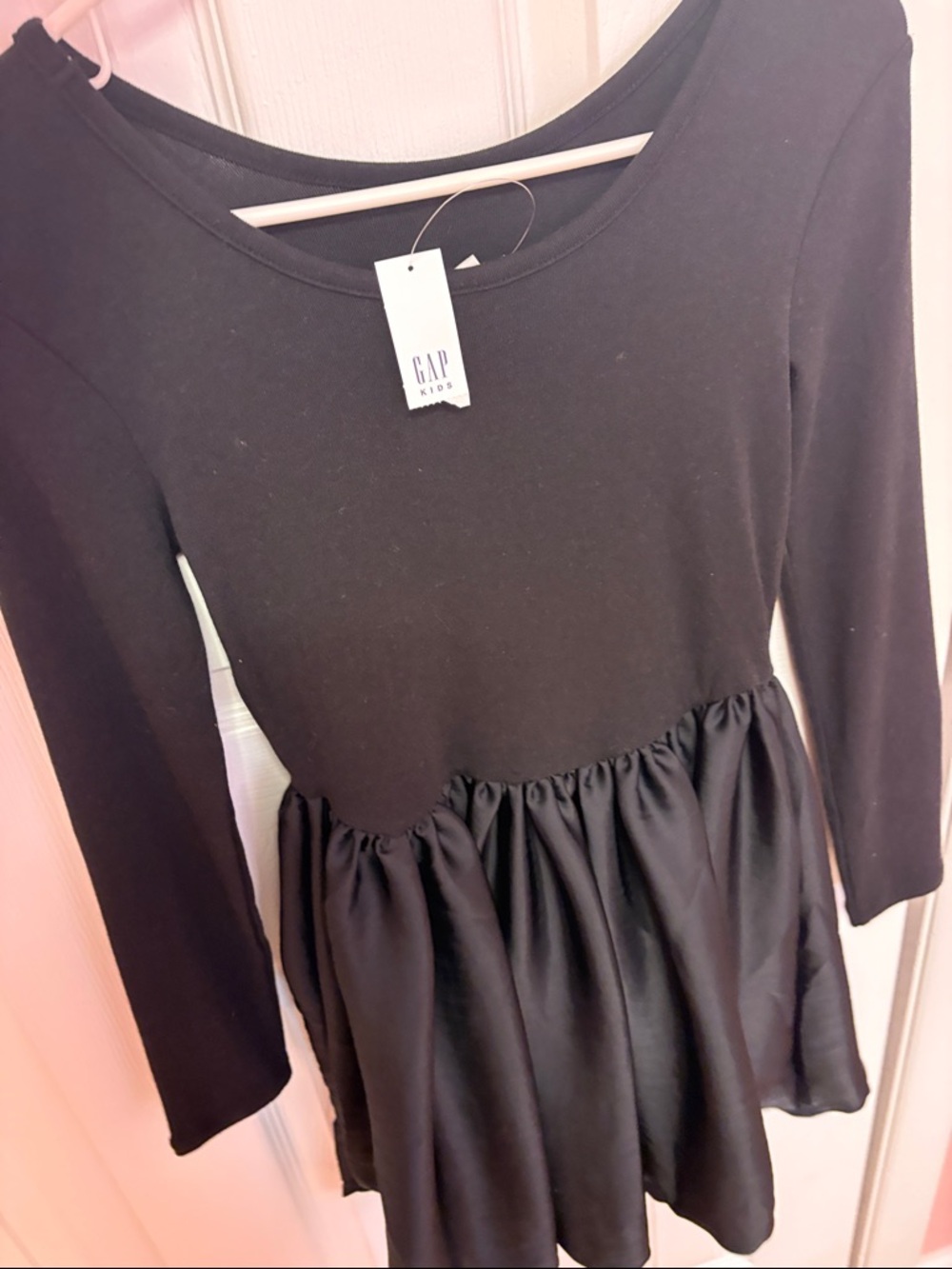 GAP Kids Black Long Sleeve Gathered Skirt Dress